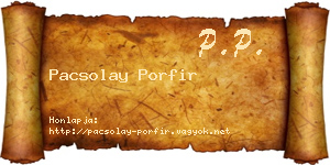 Pacsolay Porfir névjegykártya